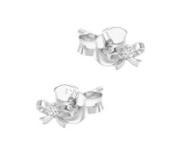 Pretty Bow Gem Silver Stud Earring STS-6726